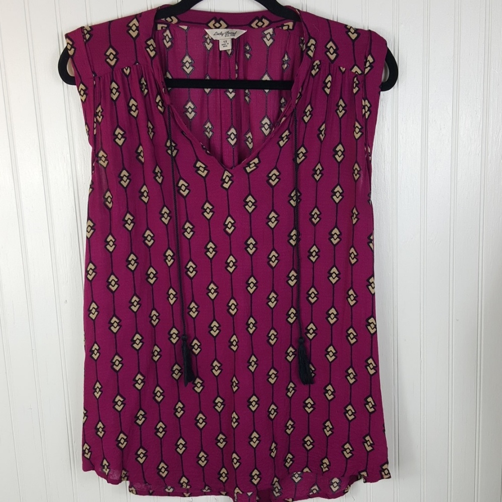 LUCKY BRAND Sleeveless Tassel Top